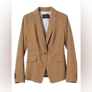 BANANA REPUBLIC MACHINE WASHABLE CAMEL ONE-BUTTON CUTAWAY BLAZER